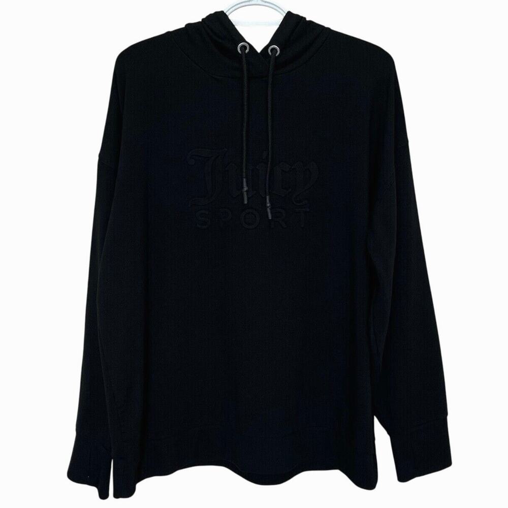 Juicy Couture Sport | Black Embossed Logo Spellout Hoodie Size Large Long Sleeve